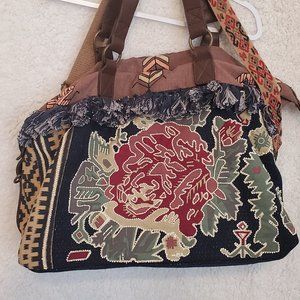 Jasper & Jeera Anthropologie Large Weekender Beaded Embroidered Lulworth Bag